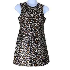J Crew Sheath Dress Size 8 Brown Black Animal Print Sleeveless Womens